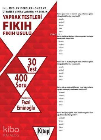 Fıkıh-Fıkıh Usulü; İHL. Meslek Dersleri-DHBT ve Diyanet Sınavlarına Hazırlık - Yaprak Testleri