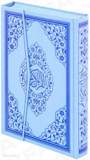 Kuran-ı Kerim (Ayfa-124M, Rahle Boy, Gül Desenli, Mavi, Ciltli)